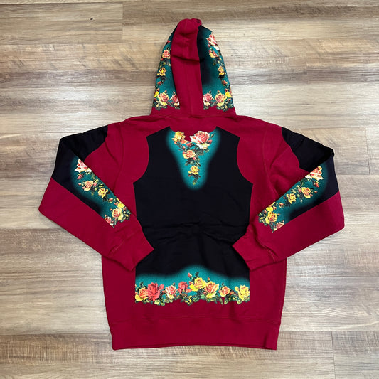 Supreme Jean Paul Gaultier Floral Print Hooded Sweatshirt Cardinal
