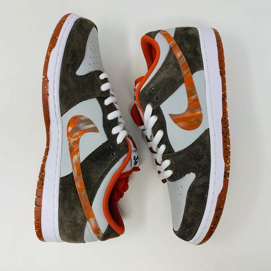 Nike SB Dunk Low Crushed sneaker with crushed velvet upper and orange accents.