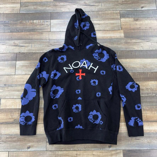 Black hoodie featuring "Noah" text with floral accents, inspired by The Cure's Disintegration album.