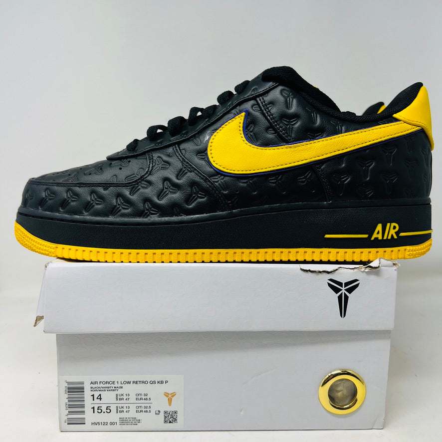 Nike Air Force 1 Low Kobe Bryant Lakers Away, numbered edition, black and yellow color, 2024 release.