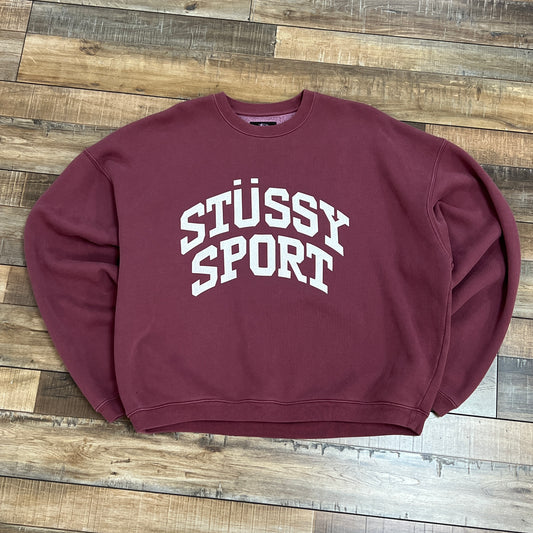 Stussy Big Crackle Sport Crewneck Burgundy