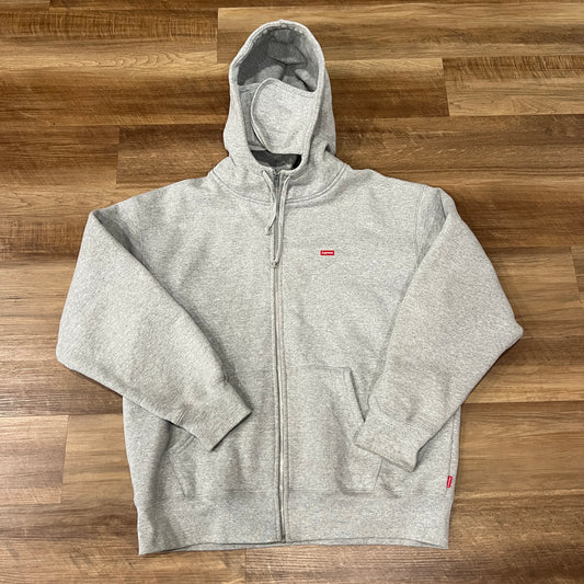 Supreme Small Box Facemask Zip Up Hooded Sweatshirt Heather Grey