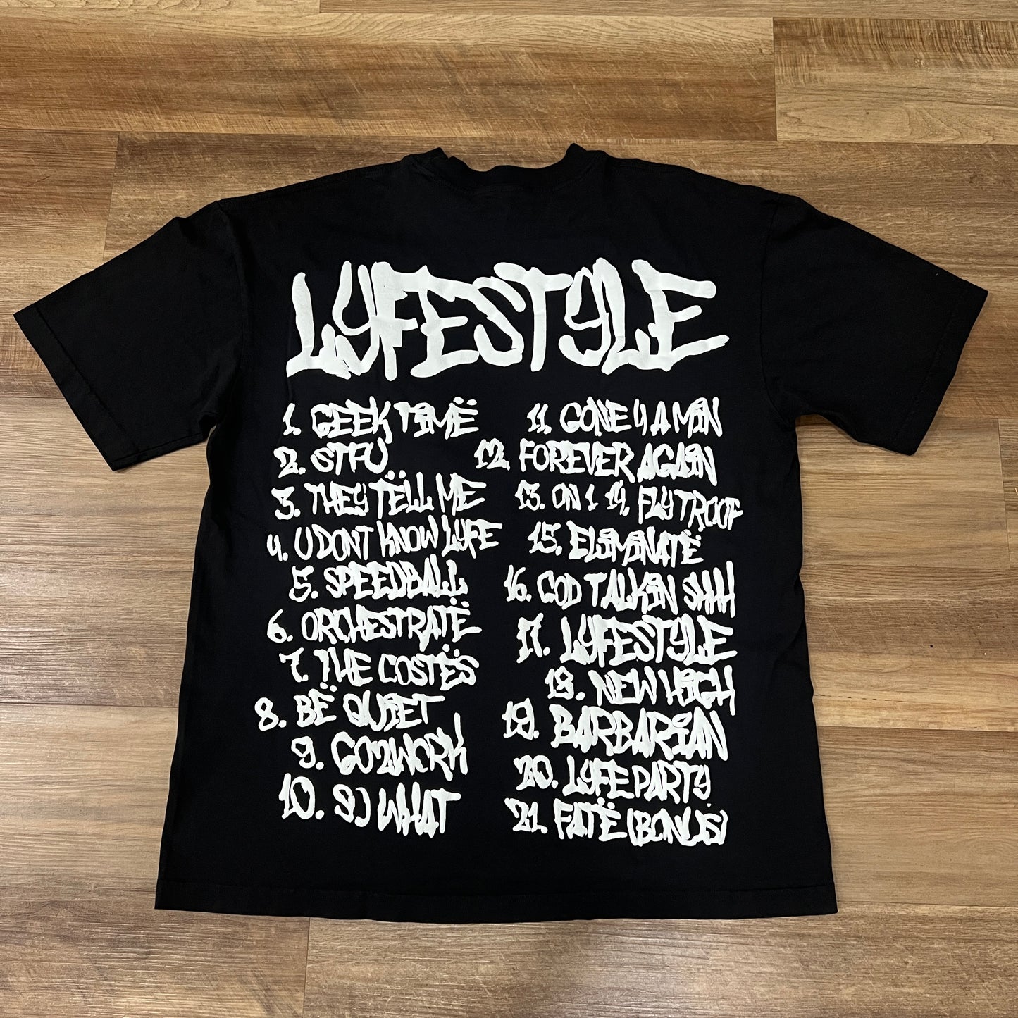 Yeat x Cactus Plant Flea Market Lyfestyle Tracklist Tee Black