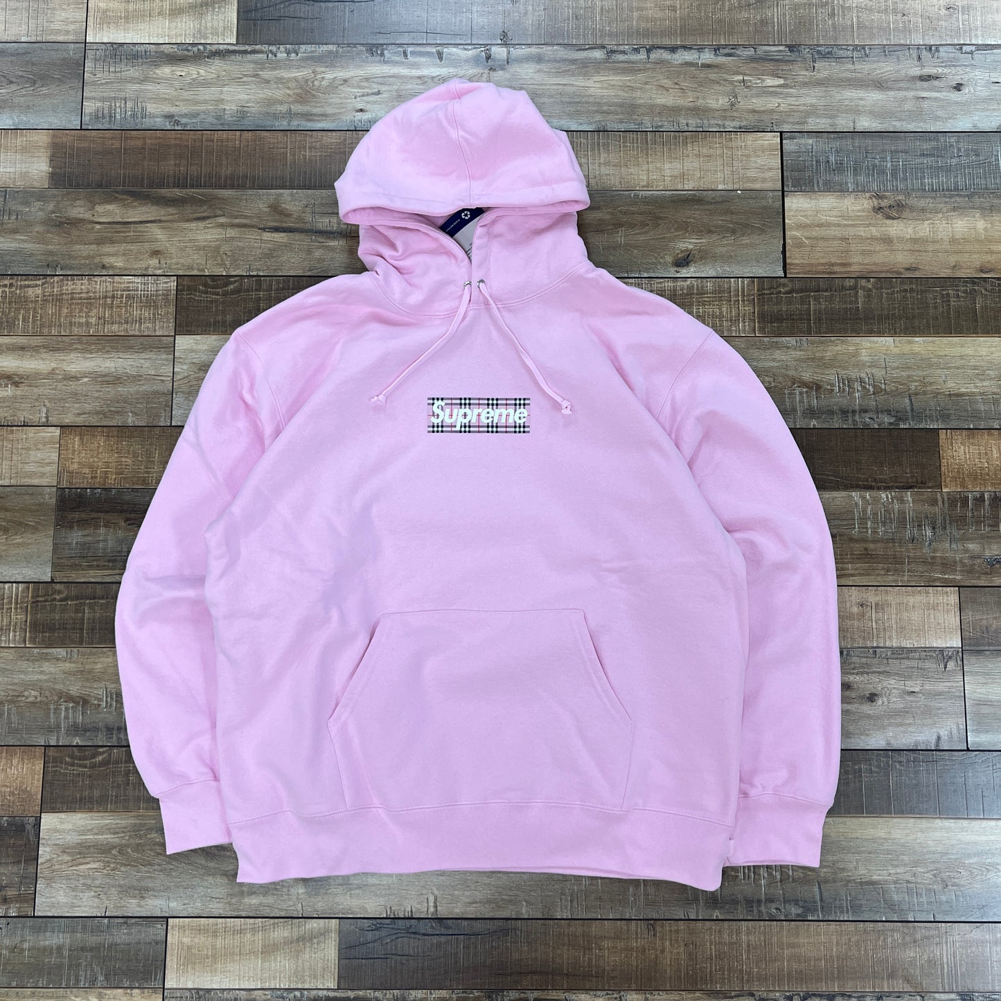 Supreme Burberry Box Logo Hooded Sweatshirt Light Pink