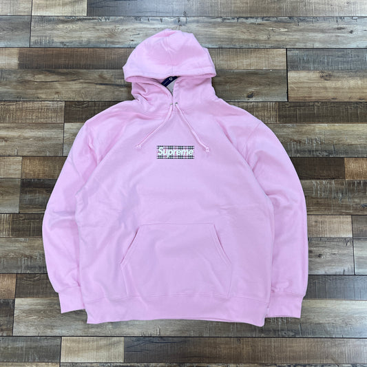 Supreme Burberry Box Logo Hooded Sweatshirt Light Pink