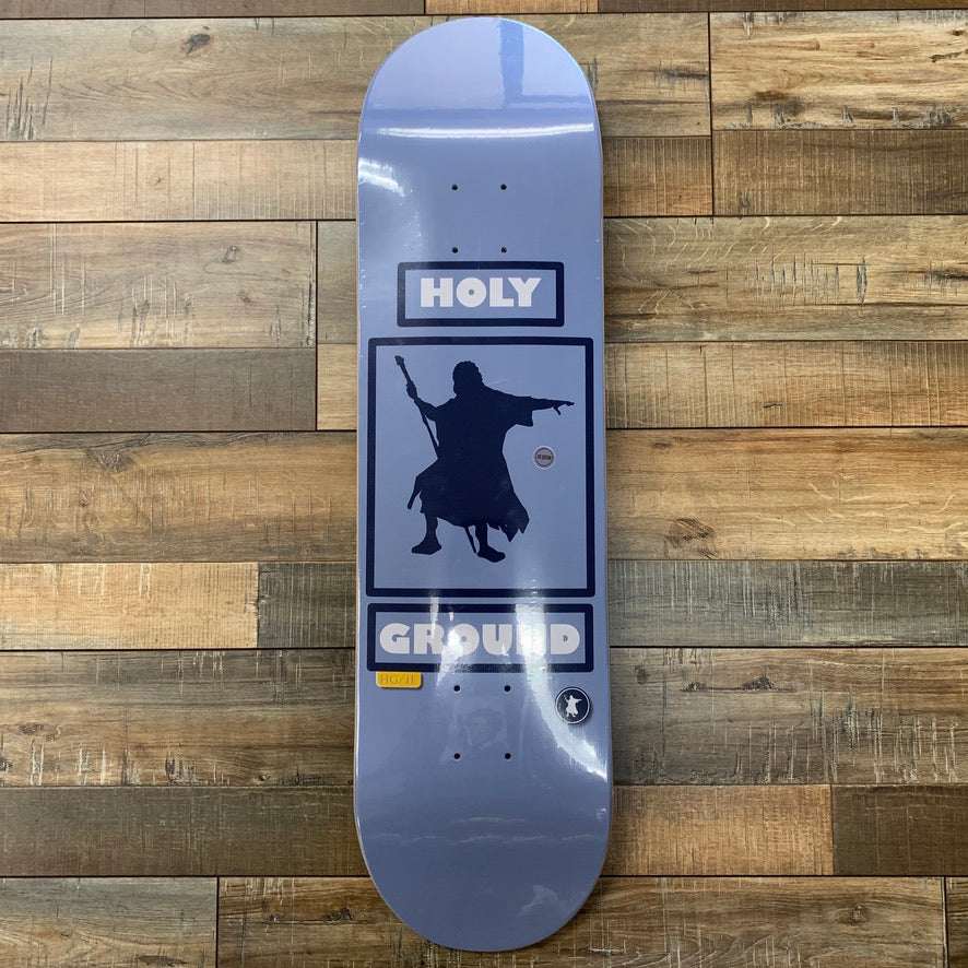 Holy Ground Pistachio Skate Deck with unique pistachio design on vibrant green background, 8-inch width for stability.