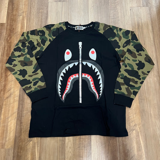 BAPE 1st Camo Shark LS Tee Black/Green