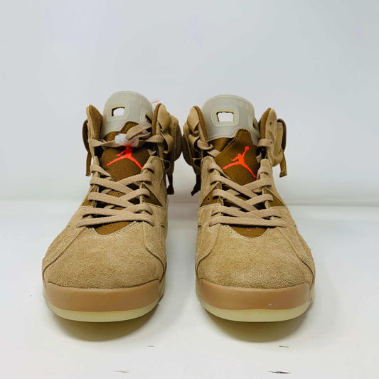 Jordan 6 Travis Scott Khaki sneakers, brand new, 2021 release with extra red and brown laces.