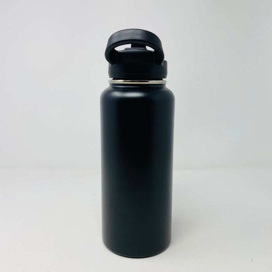 Holy Ground Water Bottle, black, with lid.