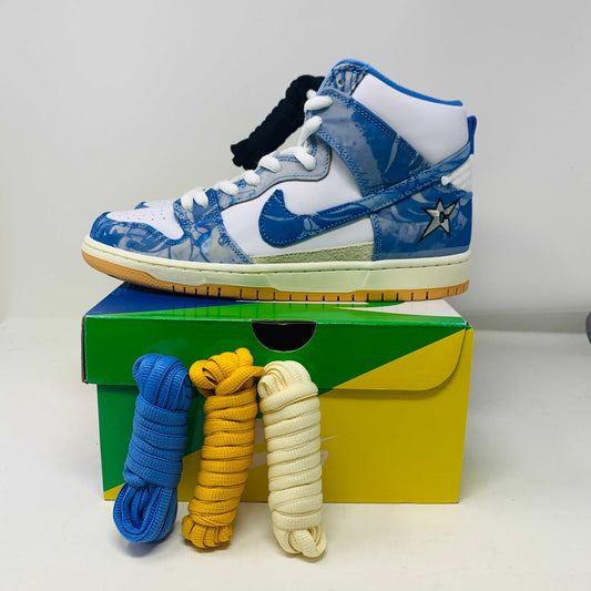Nike SB Dunk High Carpet Company sneakers with extra laces and original box, 2021 release.