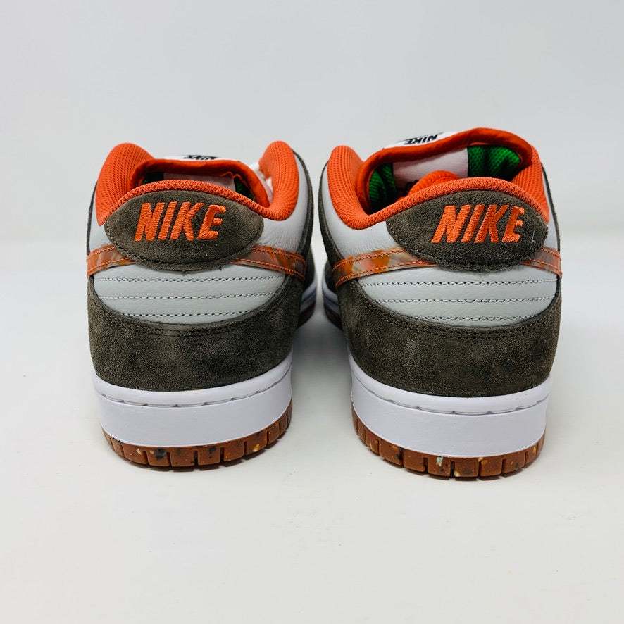 Nike SB Dunk Low Crushed sneaker with crushed velvet upper and orange accents.