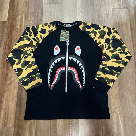 BAPE 1st Camo Shark LS Tee Black/Yellow