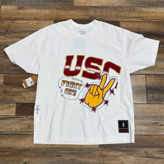 Travis Scott x Mitchell & Ness USC Trojans Hand-Drawn T-Shirt White