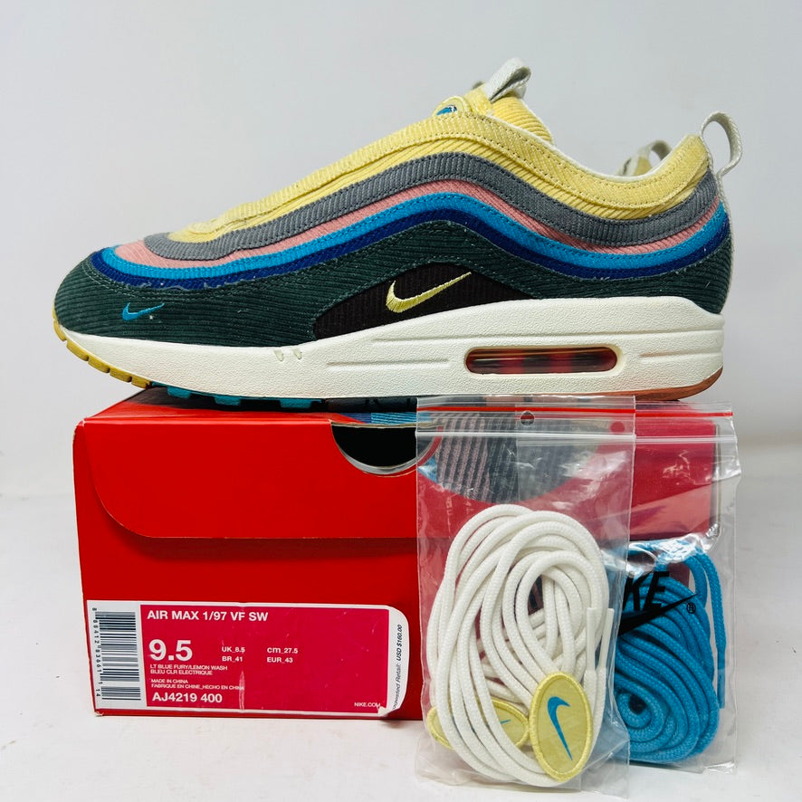 Nike Air Max 1/97 Sean Wotherspoon extra lace set with box, blue and white laces, 2018 model.