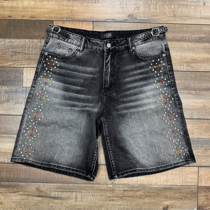 Happy Memories Don't Die HMDD 'Washed Black' Crystal Jorts