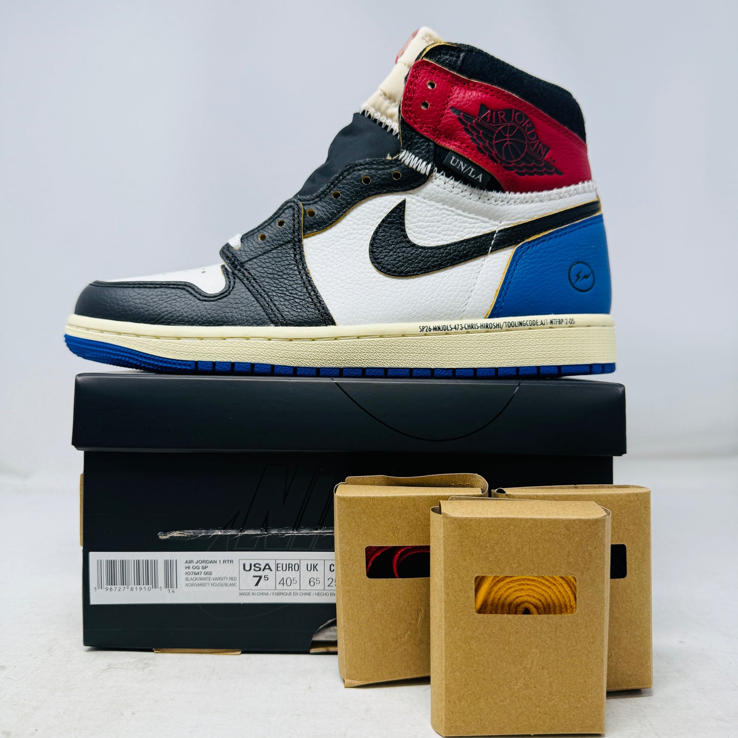 Jordan 1 Retro High OG SP Fragment x Union LA Varsity Red Sport Royal