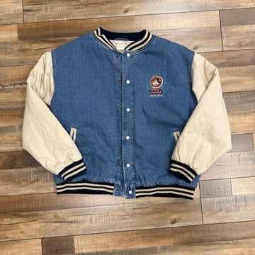 Disneyland Mickey Mouse Denim Varsity Letterman Jacket Bomber 55