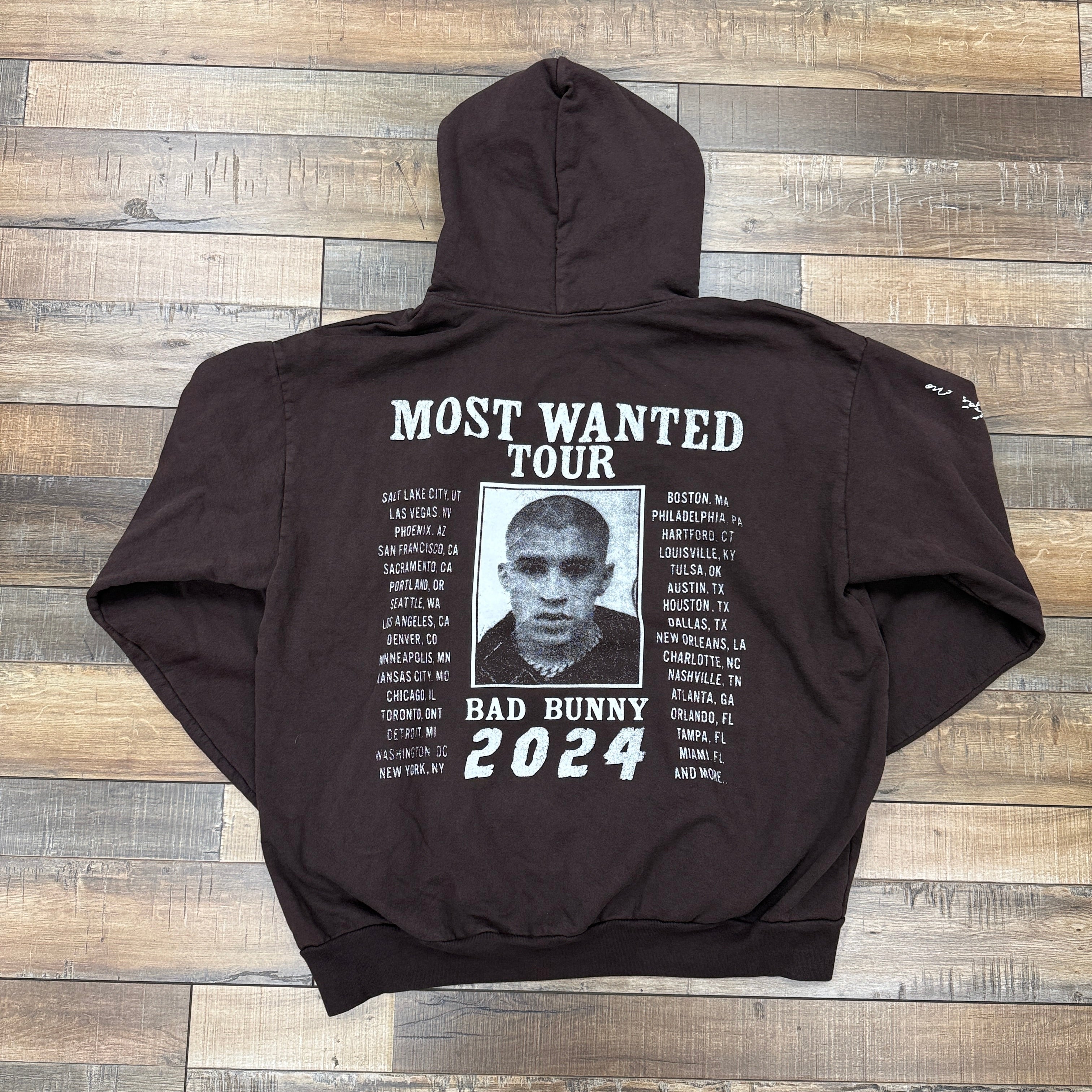 Bad Bunny Most Wanted Tour Hoodie Brown – Holy Ground Bad Bunny Most Wanted Tour Hoodie Brown – Holy Ground