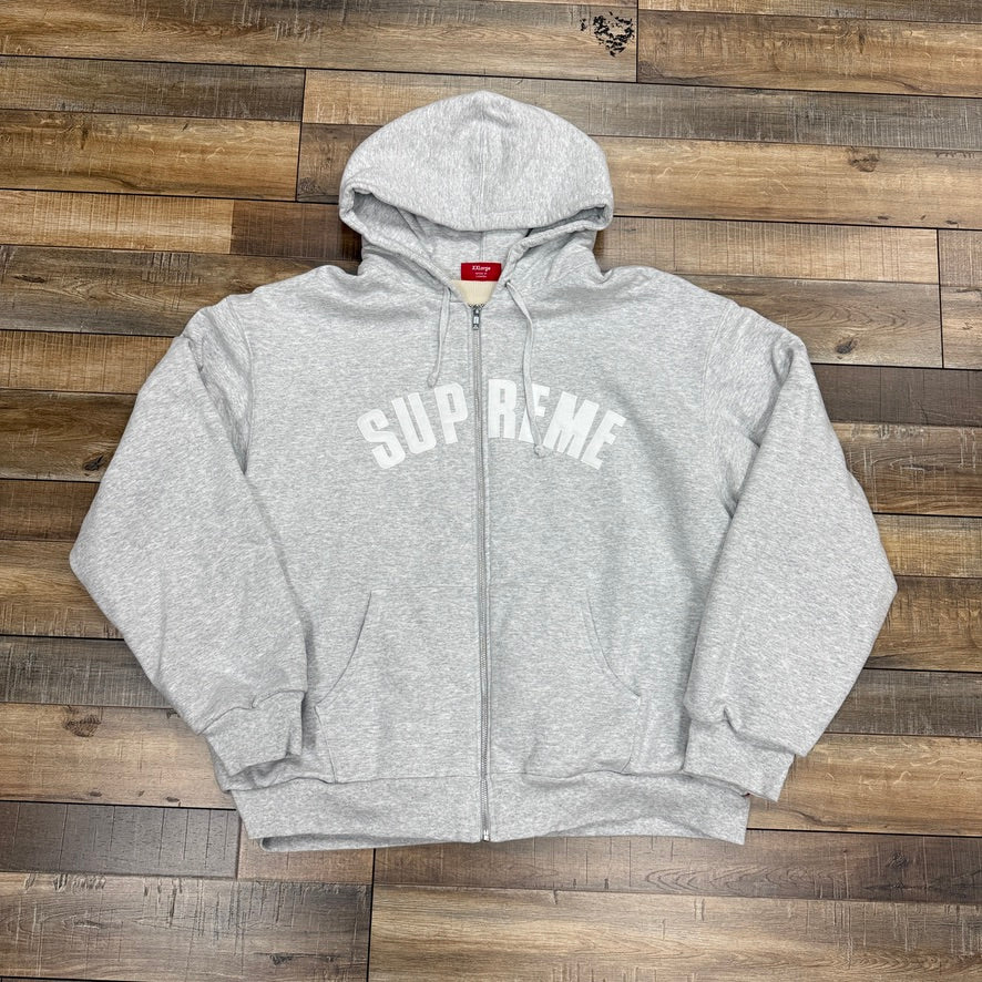 Supreme Arc Thermal Lined Zip Up Hooded Sweatshirt Ash Grey