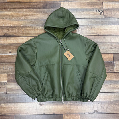 Stussy Shearling Hooded Work Jacket Green