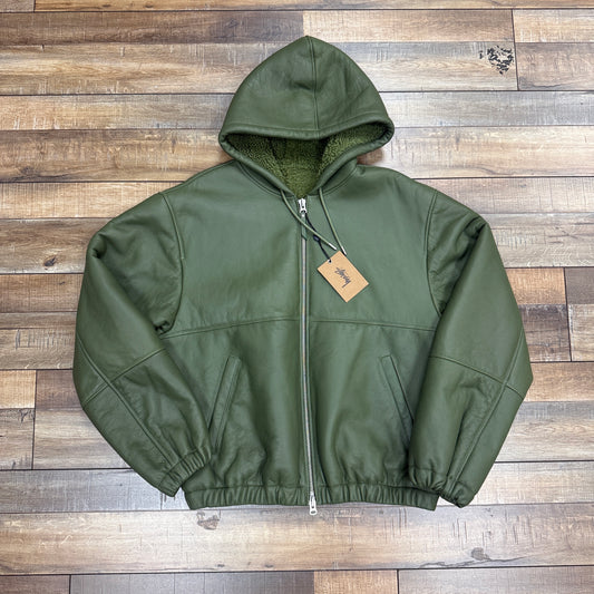 Stussy Shearling Hooded Work Jacket Green