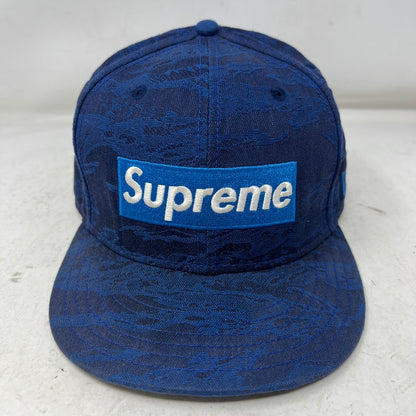 Supreme New Era Tiger Stripe Box Logo Fitted Blue