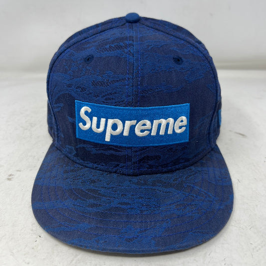 Supreme New Era Tiger Stripe Box Logo Fitted Blue