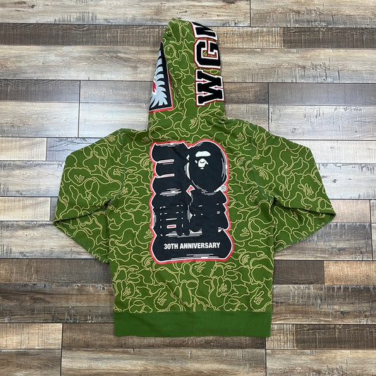 BAPE 30th Anniversary Line Camo Shark Full Zip Hoodie 'Green'
