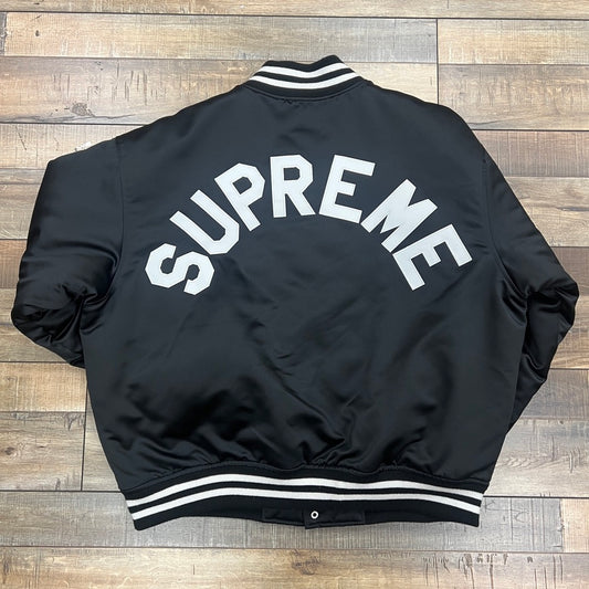 Supreme Mitchell & Ness Satin Varsity Jacket (FW24) Black