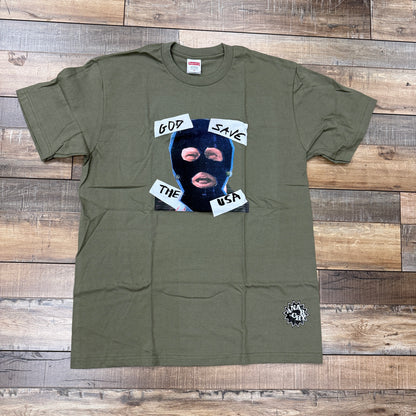 Supreme God Save Us Tee Light Olive