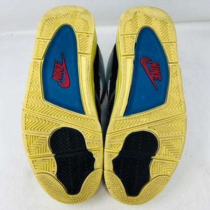 Jordan 4 Retro Union Off Noir sneaker with yellow sole, black upper, and multicolor details, no box, condition 9/10, 2020 release.