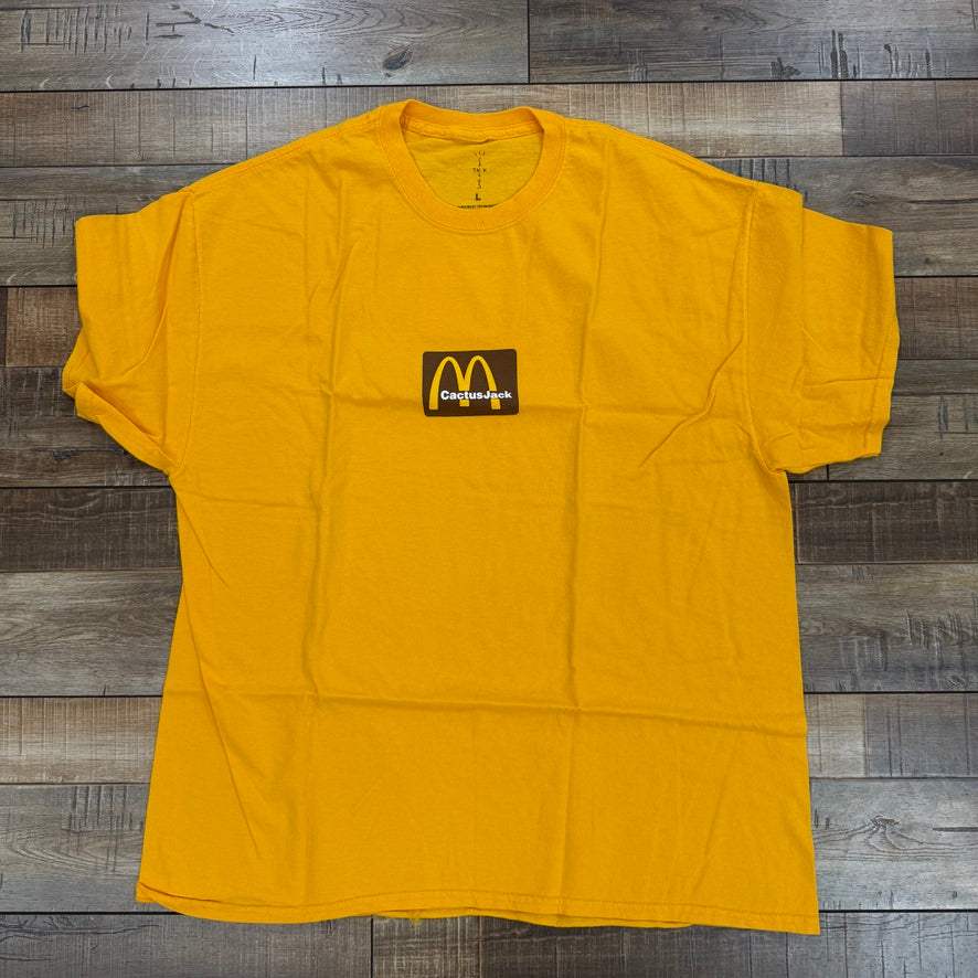 Travis Scott x McDonald's Sesame Inv II T-shirt in yellow, brand new condition.
