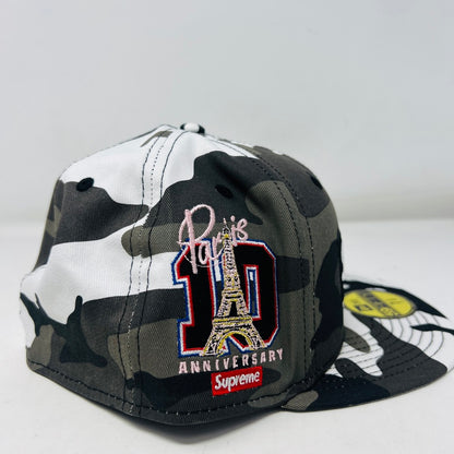 Supreme x New Era Snow Camo Shop Anniversary Box Logo Hat Cap PARIS 7 3/8 SS26