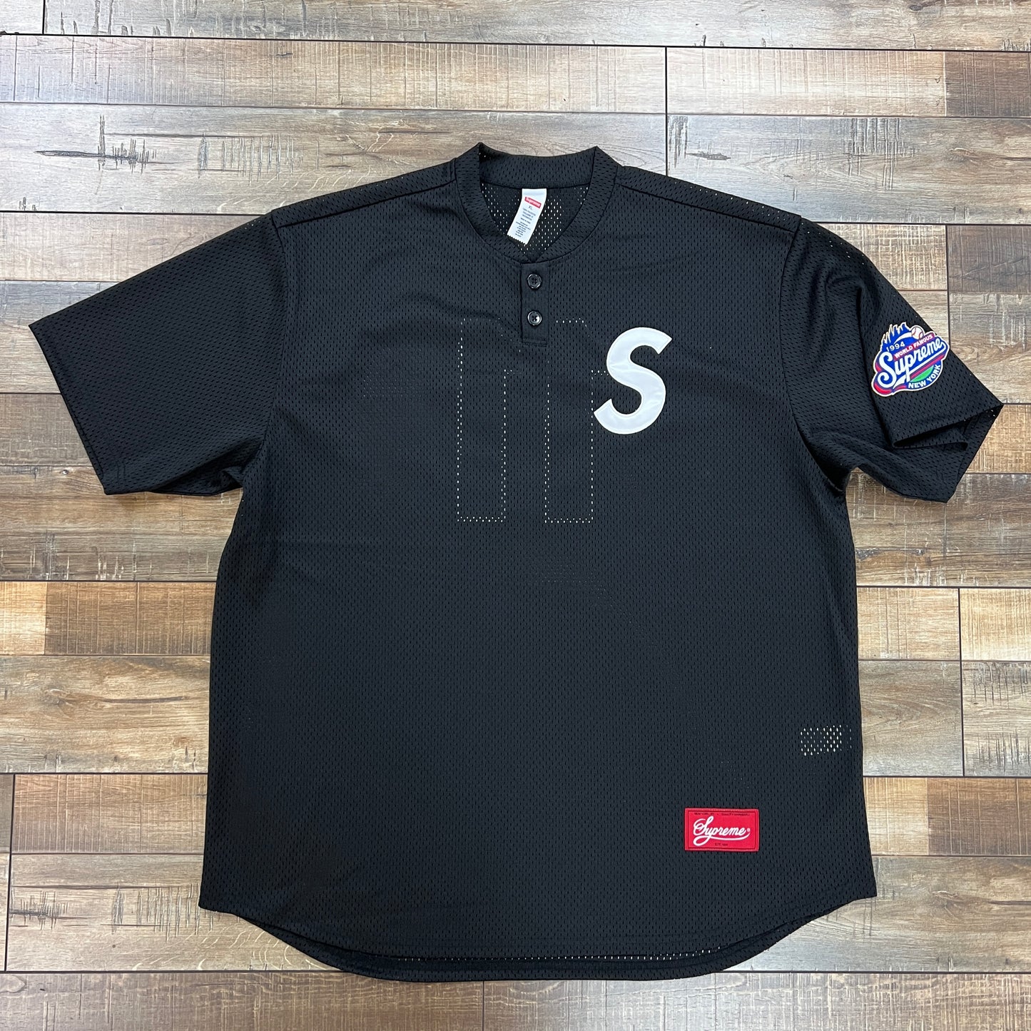 Supreme S Logo Baseball Henley (SS25) Black