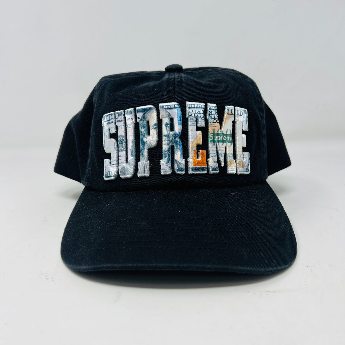 Supreme Embroidered Money Logo 6-Panel Hat Black