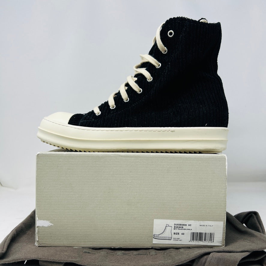 Rick Owens DRKSHDW Corduroy High Top Sneakers Black