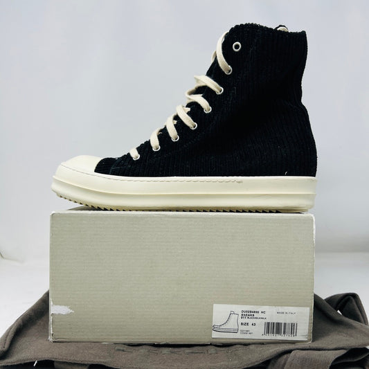 Rick Owens DRKSHDW Corduroy High Top Sneakers Black