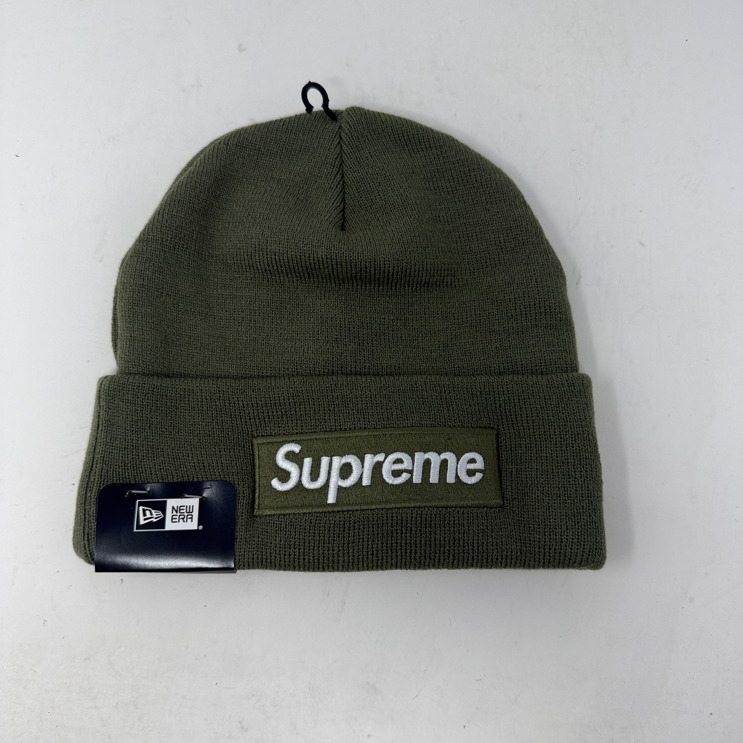 Supreme New Era Box Logo Beanie (FW25) Light Olive – Holy Ground