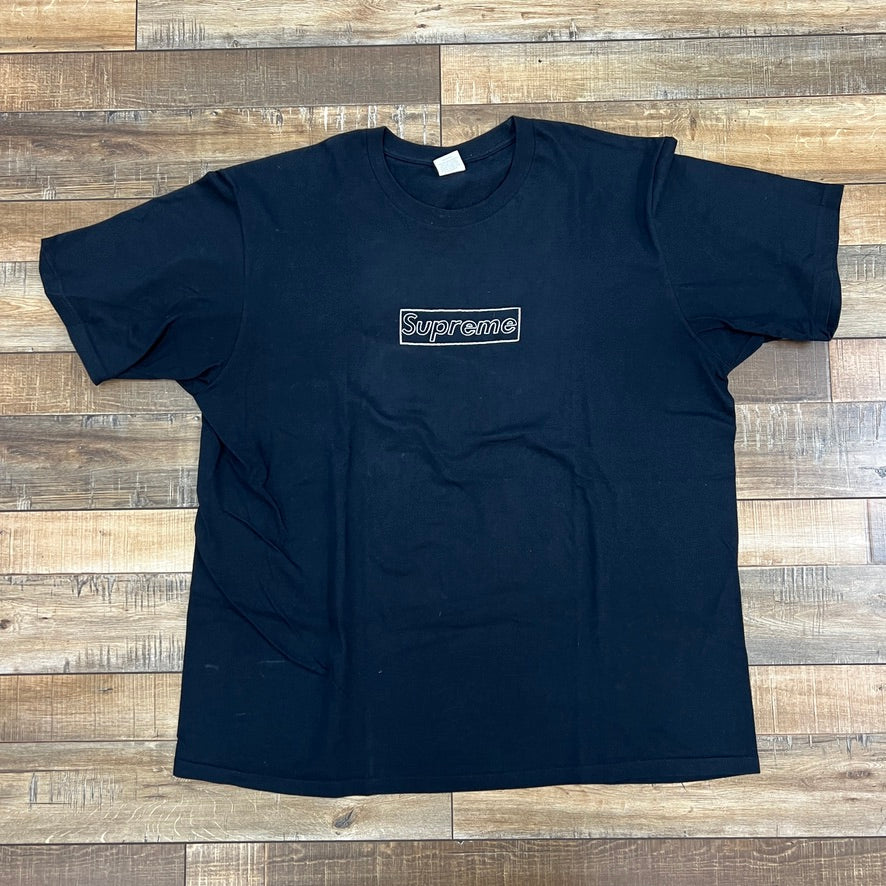 Supreme KAWS Chalk Logo Tee Navy