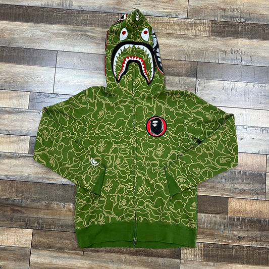 BAPE 30th Anniversary Line Camo Shark Full Zip Hoodie 'Green'