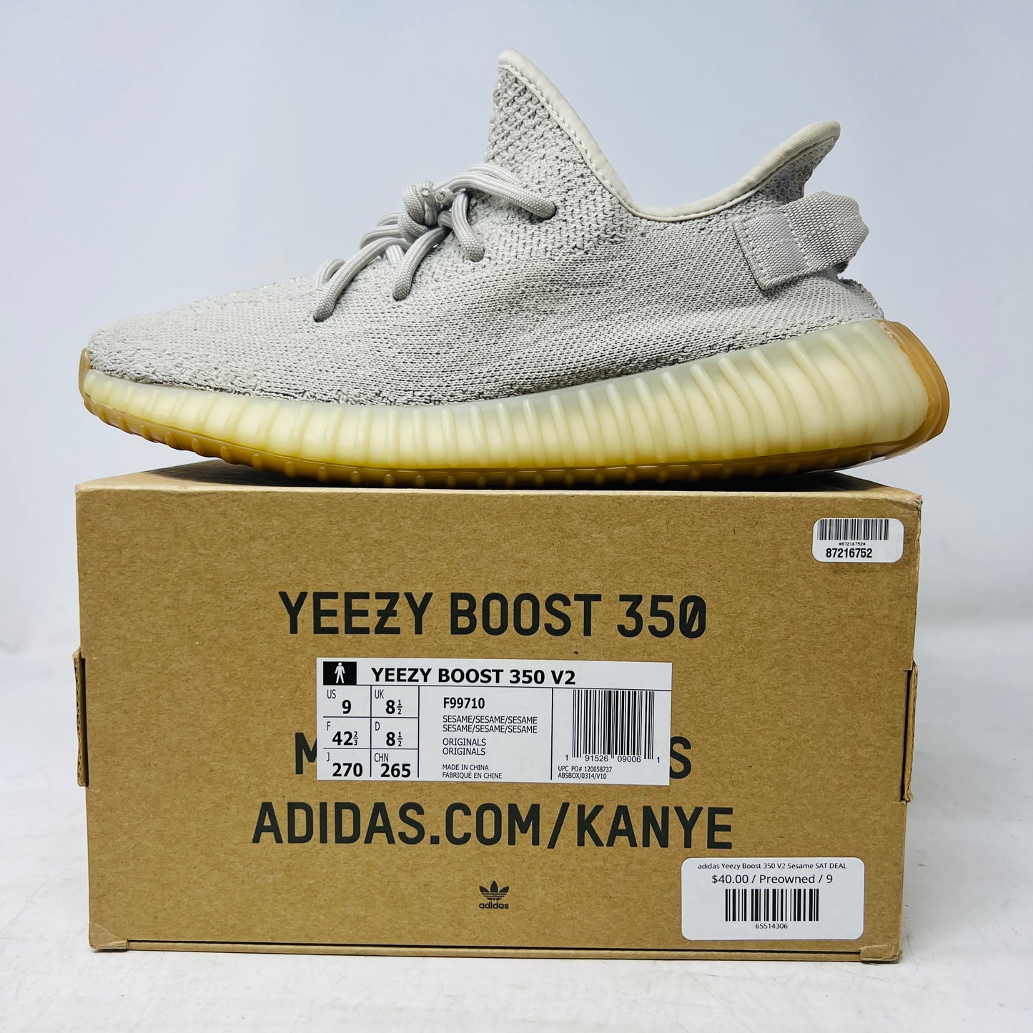 adidas Yeezy Boost 350 V2 Sesame SAT DEAL