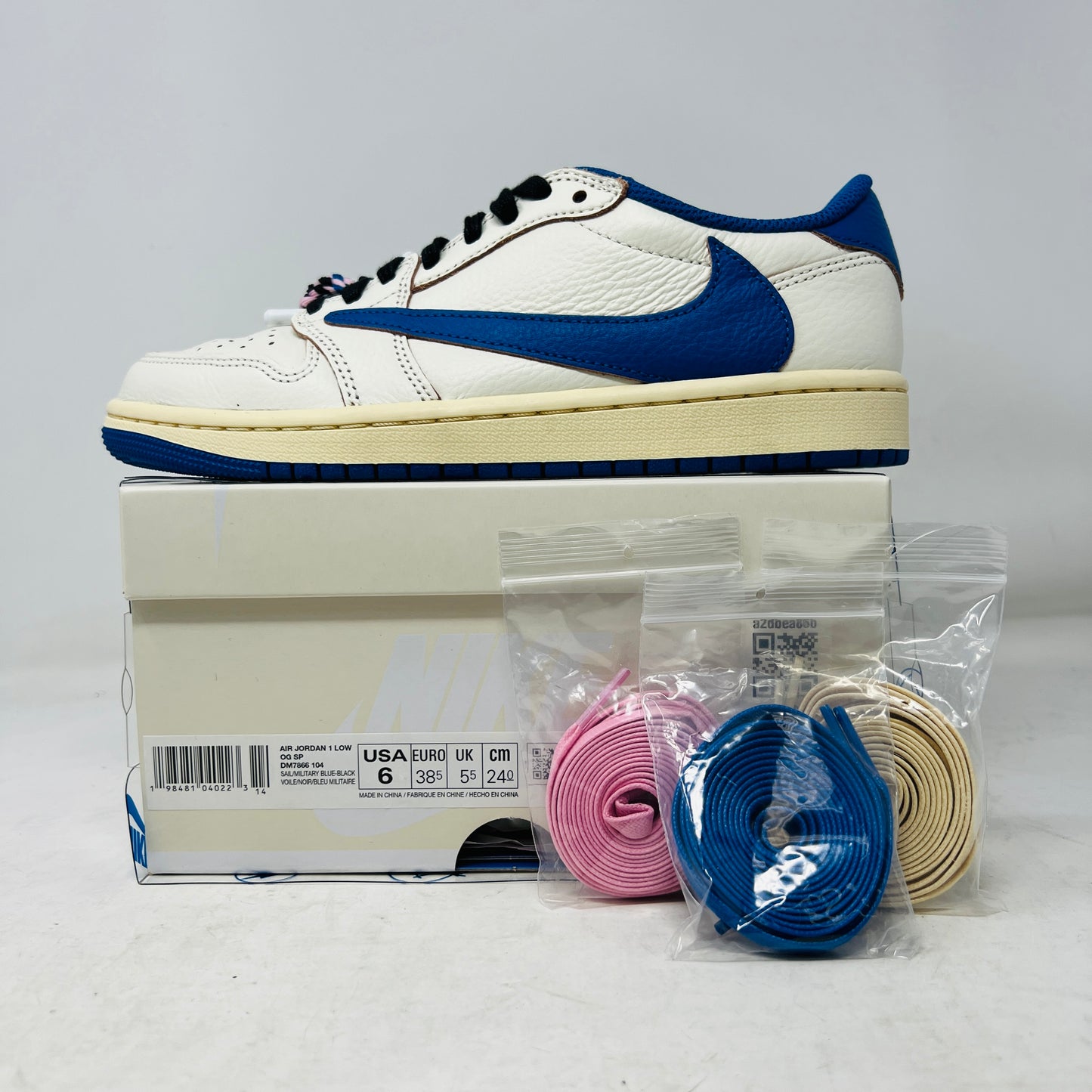 Jordan 1 Retro Low OG SP Fragment x Travis Scott Sail Military Blue