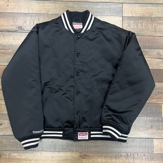 Supreme Mitchell & Ness Satin Varsity Jacket (FW24) Black