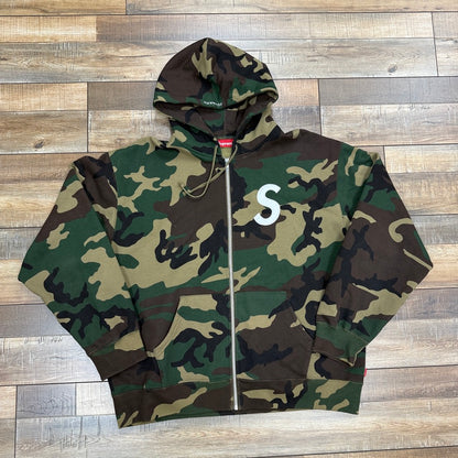 Supreme S Logo Zip Up Hooded Sweatshirt (FW25) Woodland Camo