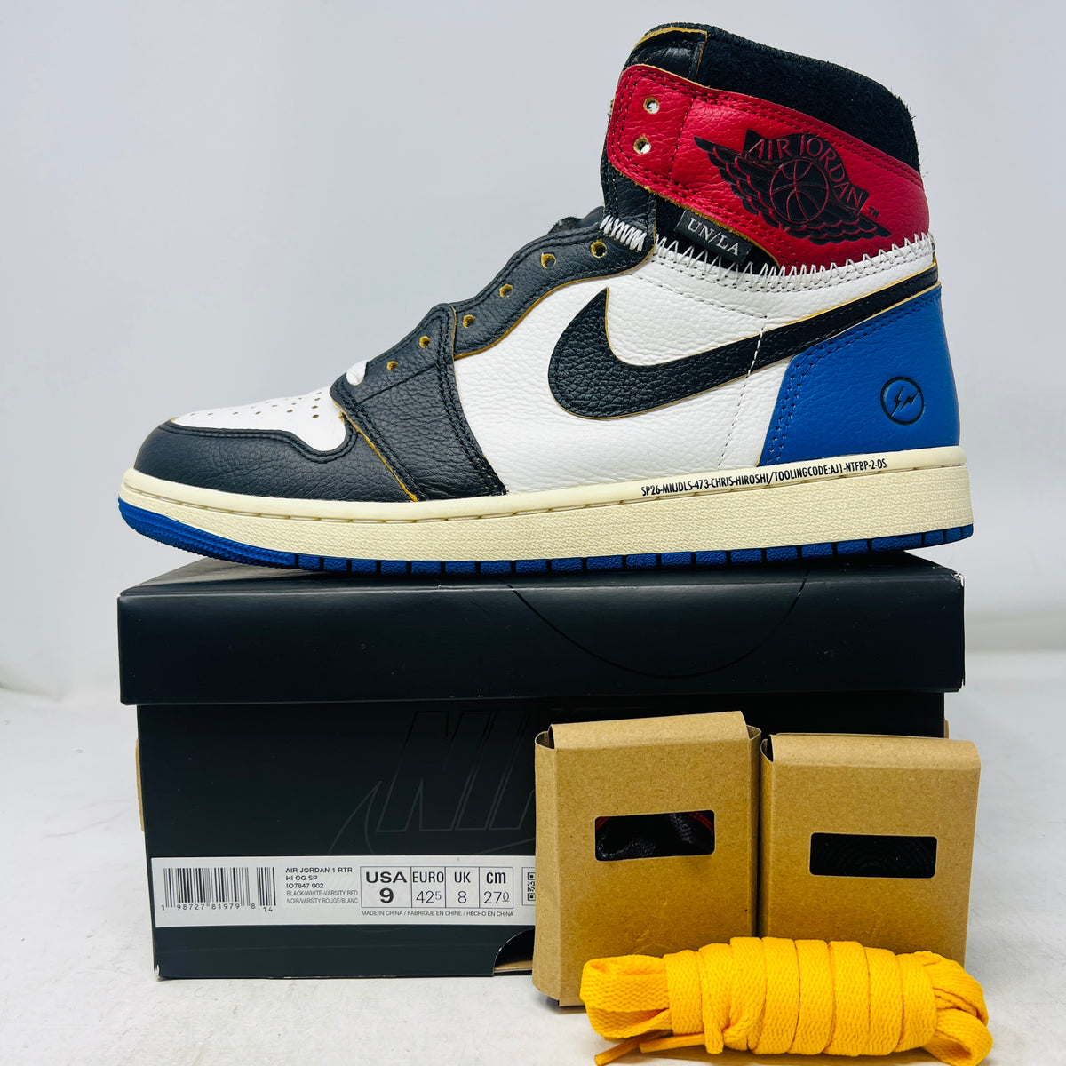 Jordan 1 Retro High OG SP Fragment x Union LA Varsity Red Sport Royal