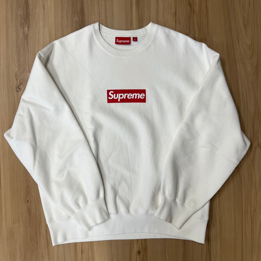 Supreme Washed Box Logo Crewneck White
