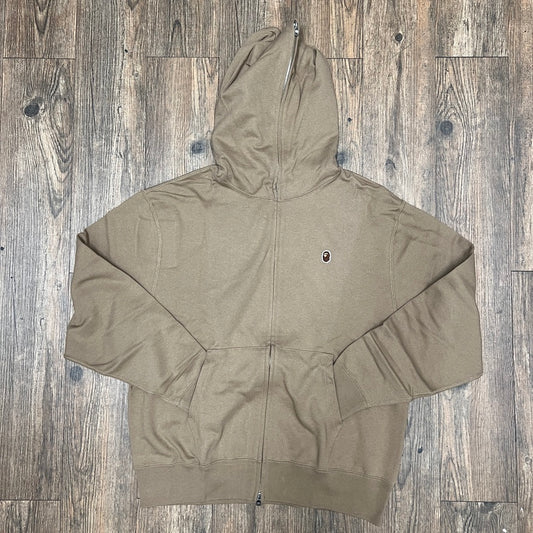 BAPE Ape Head One Point Relaxed Fit Full Zip Hoodie Beige