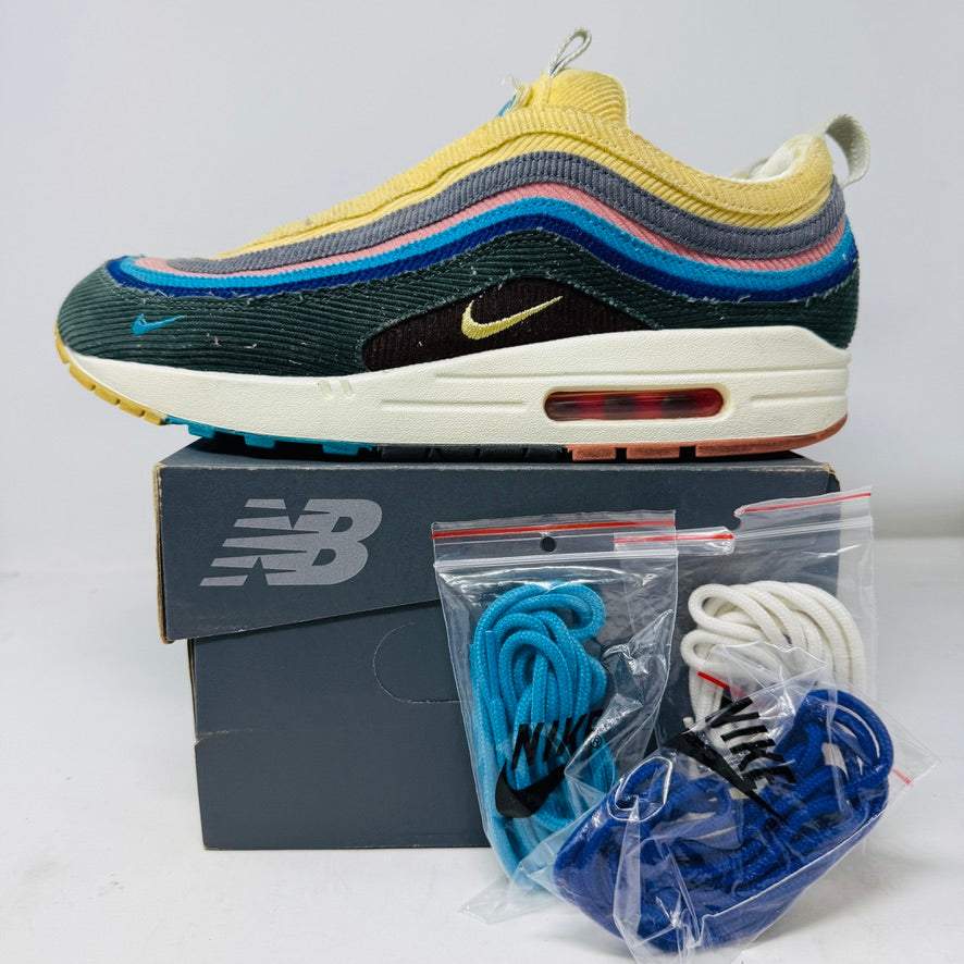 Nike Air Max 1/97 Sean Wotherspoon with extra lace set, 2018 release, displayed on a replacement box.
