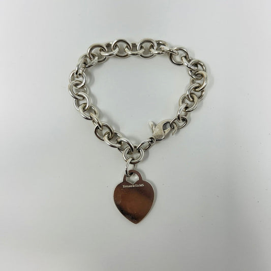 Tiffany & Co heart pendant bracelet, preowned, slight clasp damage.