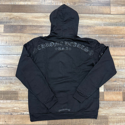 Chrome Hearts Black Pullover Horseshoe Floral Hoodie